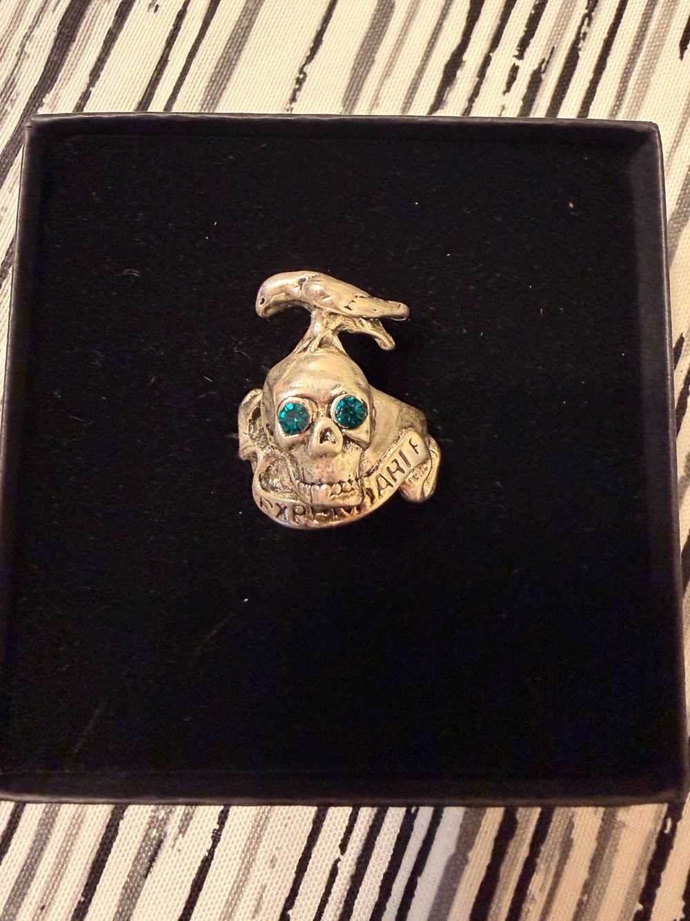 Expendables style ring with skull and raven. NWOT.